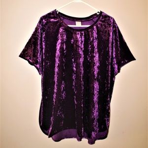 Purple velvet t-shirt.